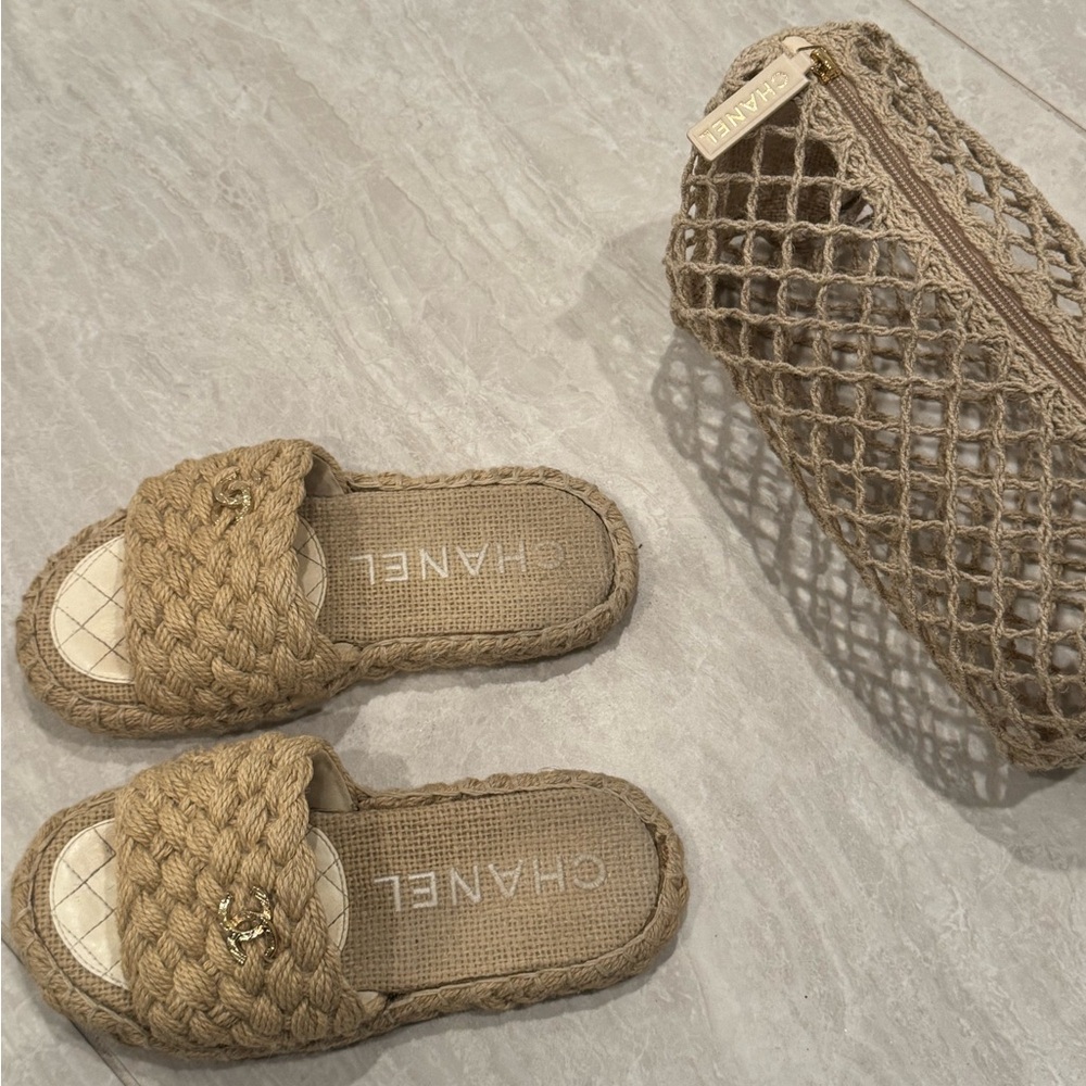 CHANEL Beige Braided Women's Sandals - Picture 10 of 14
